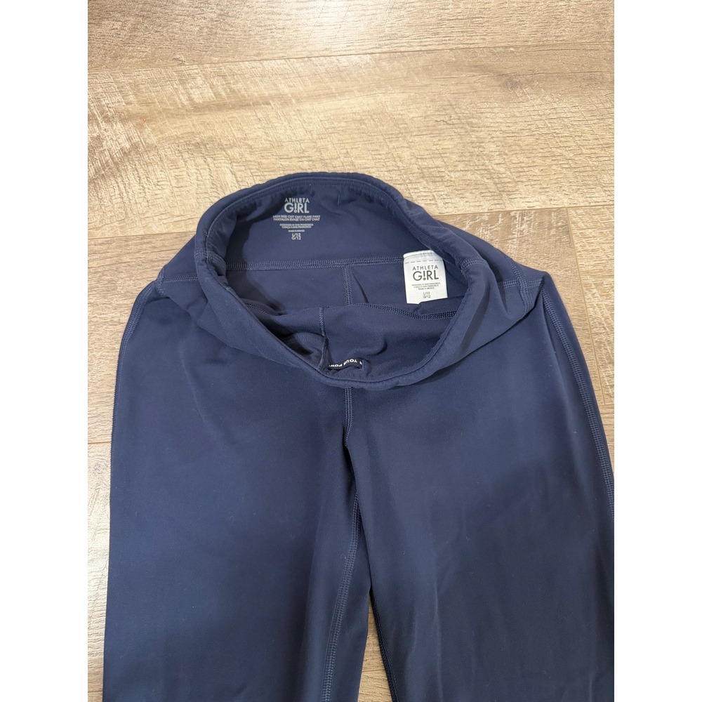 Athleta Girl High Rise Chit Chat Flare Pants Navy Blue Kids Size L 12 Leggings - Picture 3 of 8